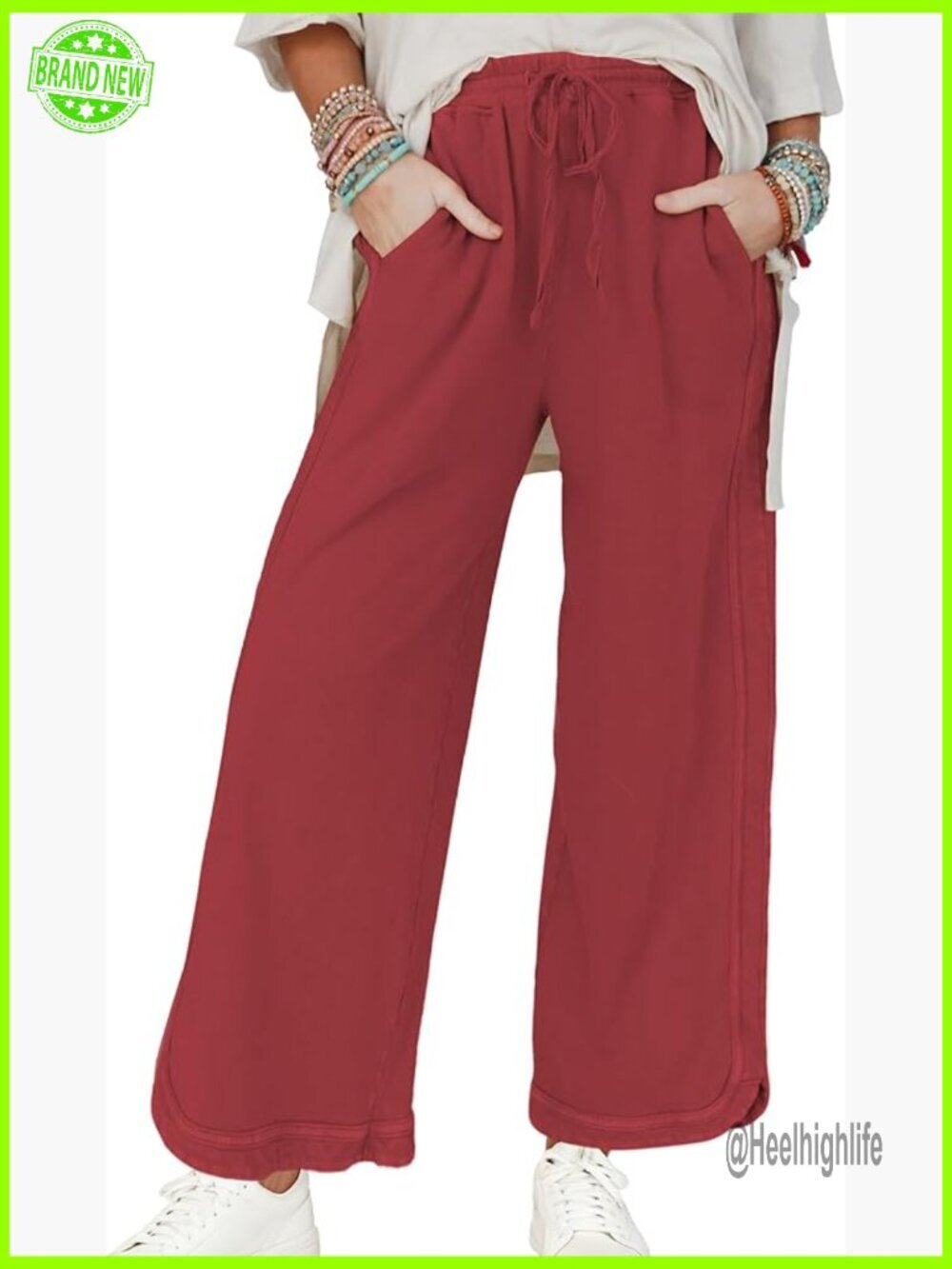 Wide Leg Sweatpants High Waist Drawstring Athletic Palazzo Pants with Pockets